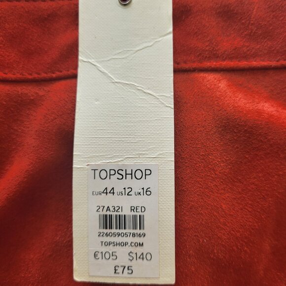 Topshop red orange leather skirt - Picture 5 of 7